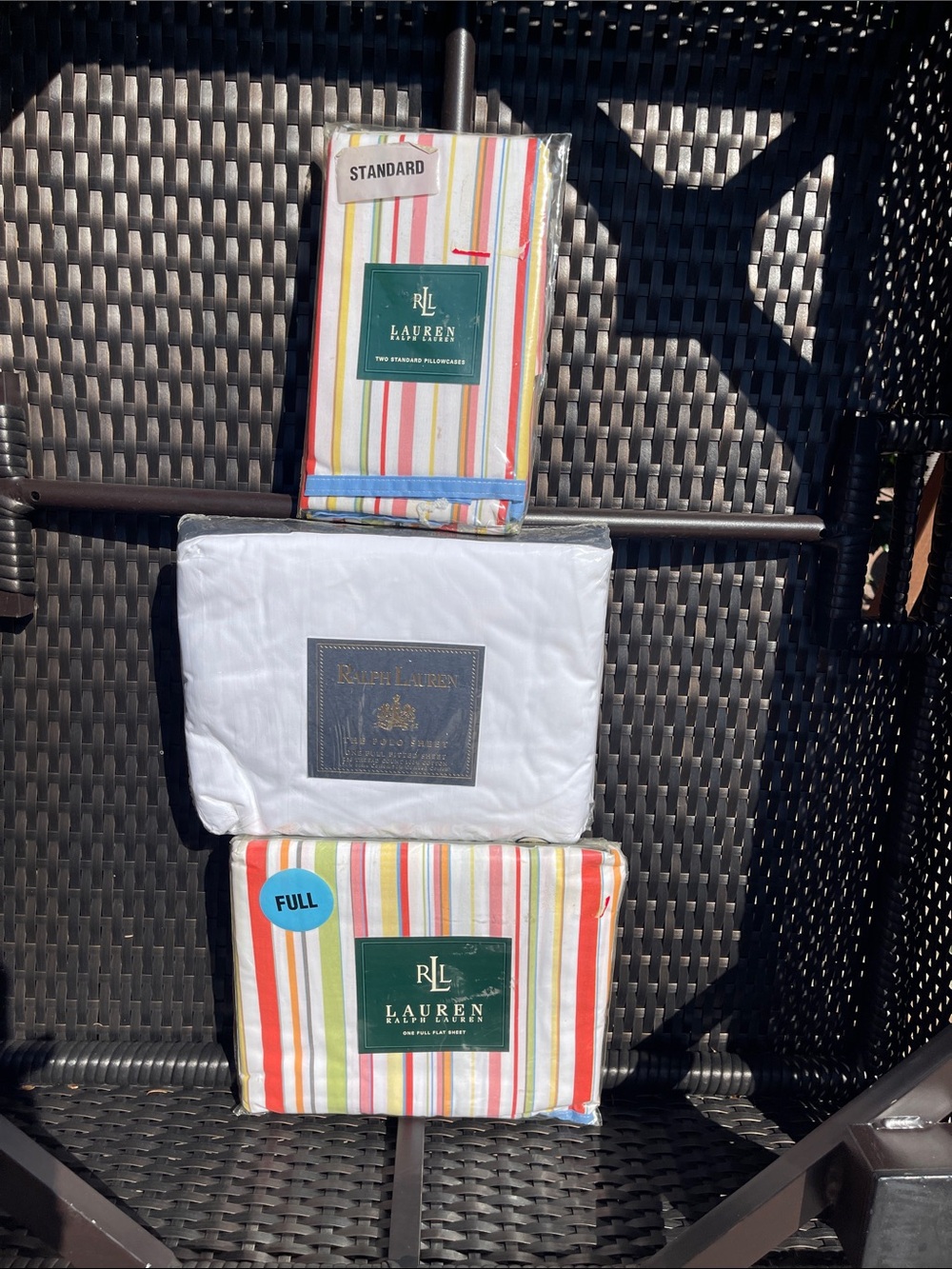 NWT ‼️ LAUREN  Ralph Lauren Harborview stripe multi 100% cotton FULL sheet  set